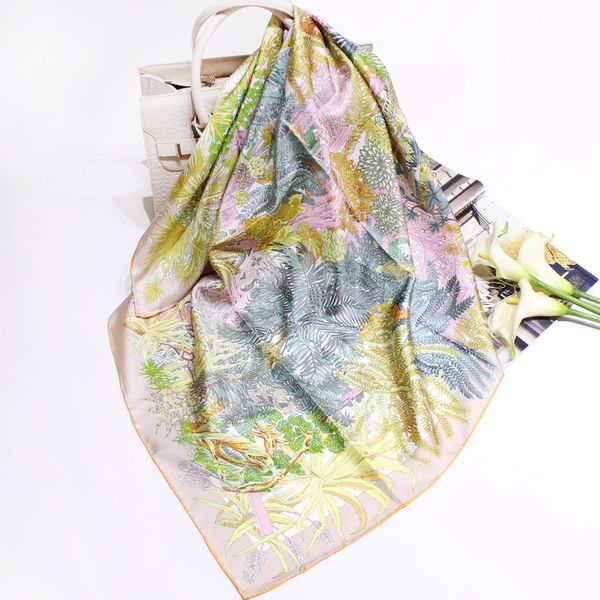 

2020 rich garden handmade volume край twill silk big square scarf женский, Blue;gray