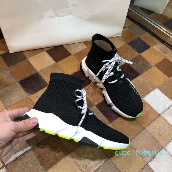 

2019 designer speed trainer men women high sock shoes black solid luxury fashion trainers runner walking sneakers g02