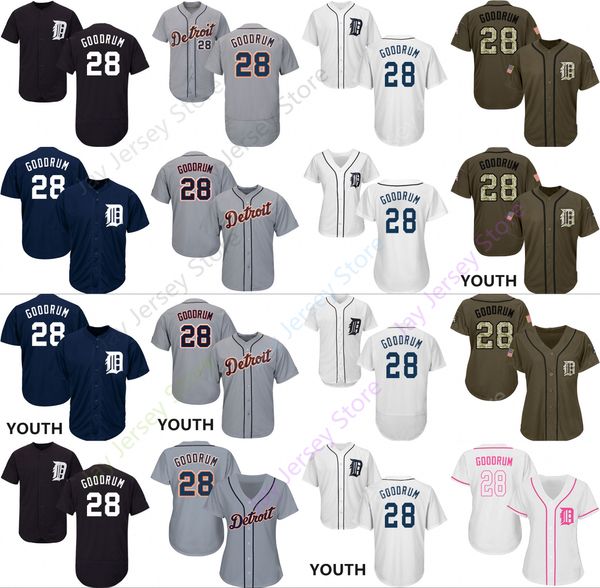 

Custom Detroit 28 Niko Goodrum Jersey Tigers Jerseys Cooperstown Cool Base Flexbase White Black Red Grey Home Away Men Women Youth Cheap