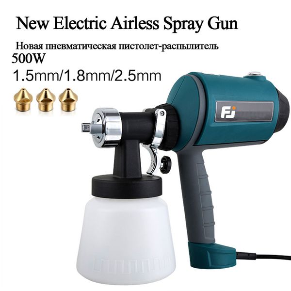 

500w electric airless spray paint gun 1.5mm/1.8mm/2.5mm nozzle high voltag with air compressor for car aerograph painting tools