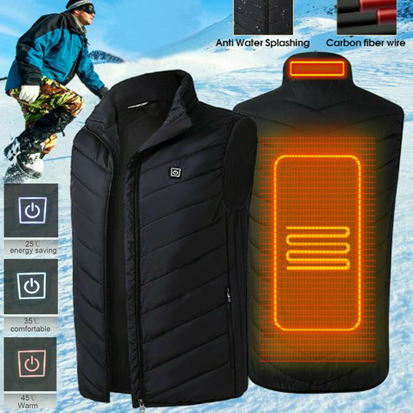 

electric heated vest usb thermal heat pad jackets vests winter warm sleeveless zipper waistcoat warmer j55, Black;white