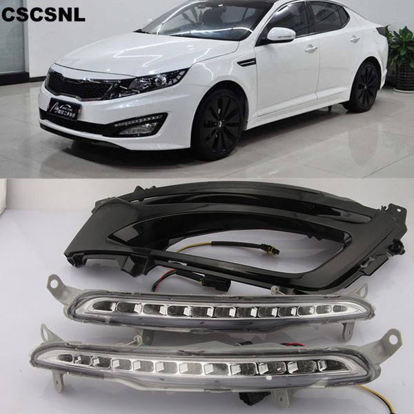 

cscsnl 2pcs led drl daytime running lights 12v abs fog lamps cover driving lights accessories for kia k5 2011 2012 2013 2014