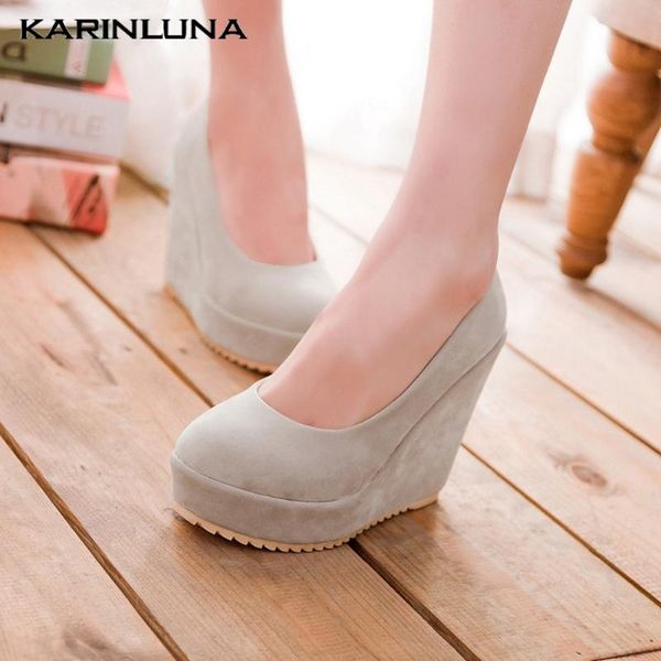 

karin 2020 new arrivals large size 43 flock women boots round toe wedges platform pumps concise summer casual woman shoes, Black