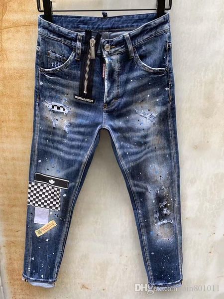 

19ss d2 новые мужские роскошные джинсы мода повседневная мужская тонкий джинсы высокое качество марка джинсы d2 хлопок длинные брюки оптовая, Blue