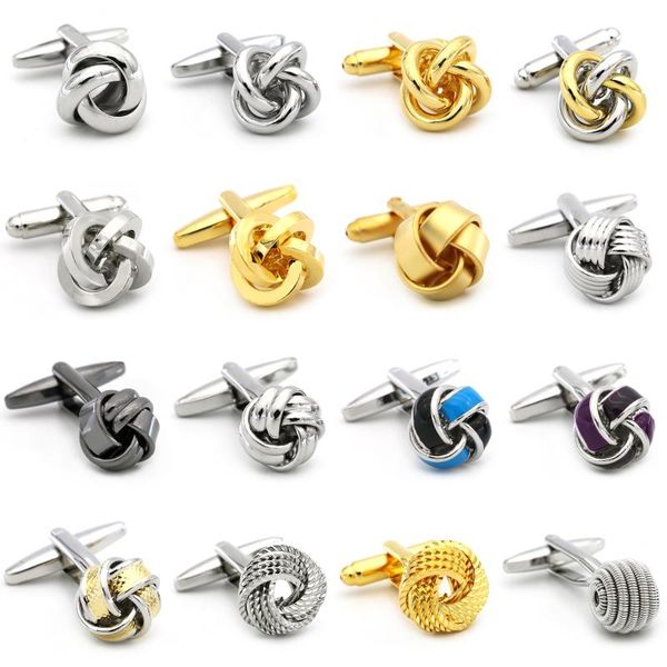 

men's knot cufflinks quality brass material various twist ball design cuff links wholesale & retail, Silver;golden