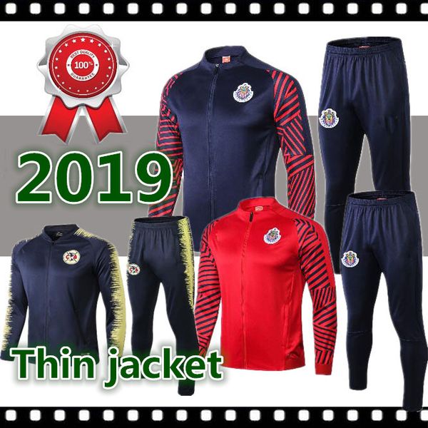 

тонкий футбольный спортивный костюм chivas guadalajara 2019 года 18 19 20 mexico club america camisas футбольная куртка с застежкой-молнией, Black