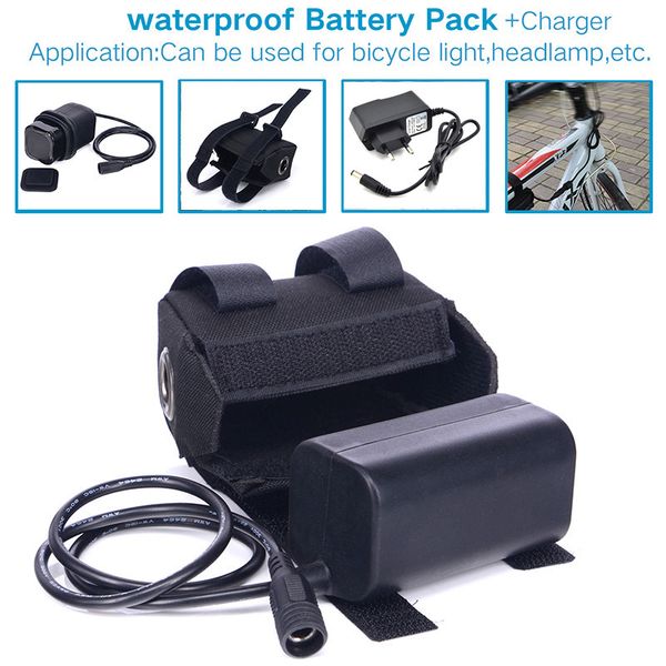 

new waterproof rechargeable battery pack 8.4v 6400mah 18650 for bike bicycle light + charger
