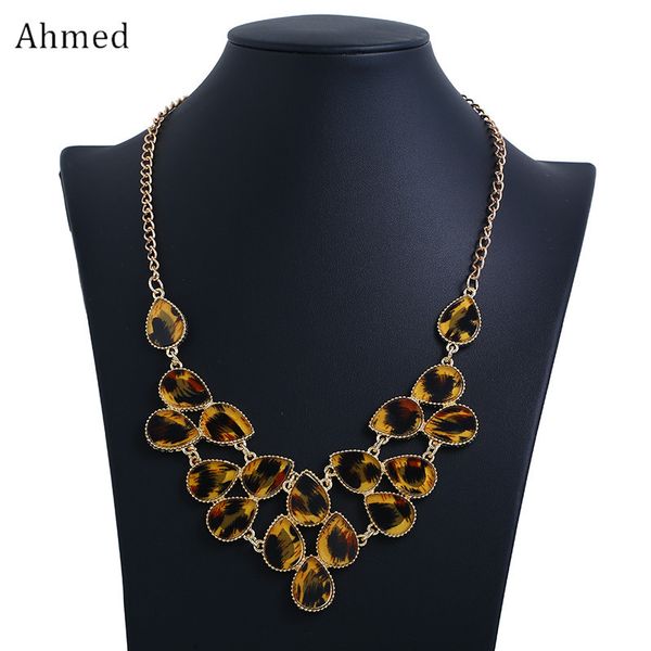 

ahmed fashion leopard crystal pendant statement necklace charm 2020 new women necklace pendant jewelry wholesale gifts, Silver