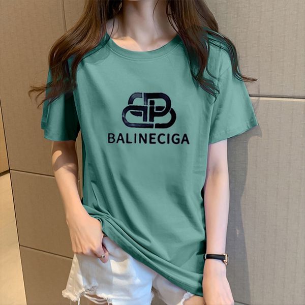 

short-sleeved t-shirt with lock button female loose fashion brand fashionable 2020ins large size base shirt, White