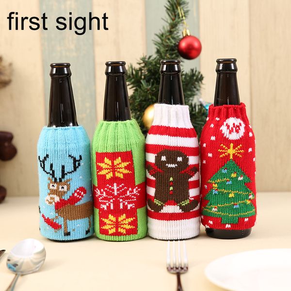 

christmas bottle set, christmas party boots, decorative red wine bottle gift, table wine bag restaurant holiday dress up