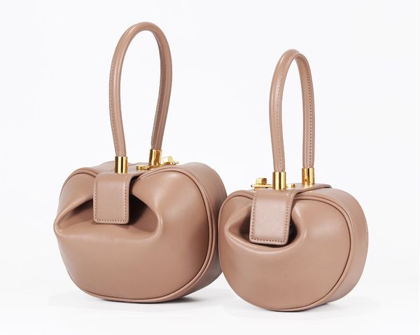 

camelia round pouch unfold handle bag genuine cow leather women's boston bag