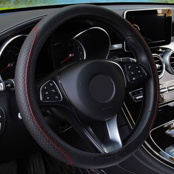 

car styling 36-39cm steering wheel cover skidproof hubs case anti-slip universal embossing leather auto interior accessories