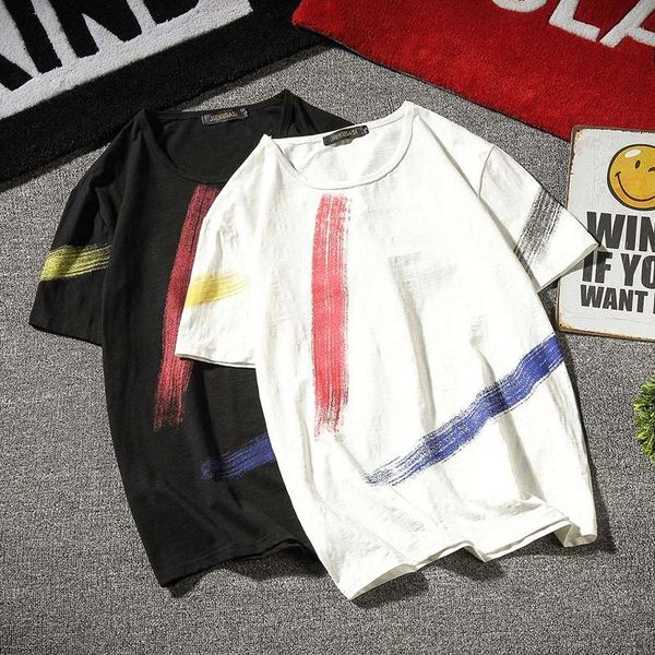 

man's design faionh print t shirt short slevees black white hip-hop plus-size casual clothes for man summer m-5xl, White;black