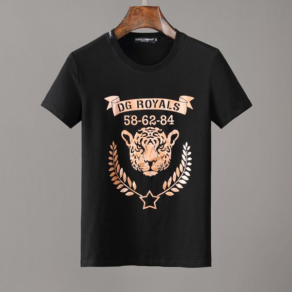 

2019 summer new short-sleeved t-shirt european and american fashion men's hip-hop high-quality snake printing embroidery trend t-shirt8, White;black