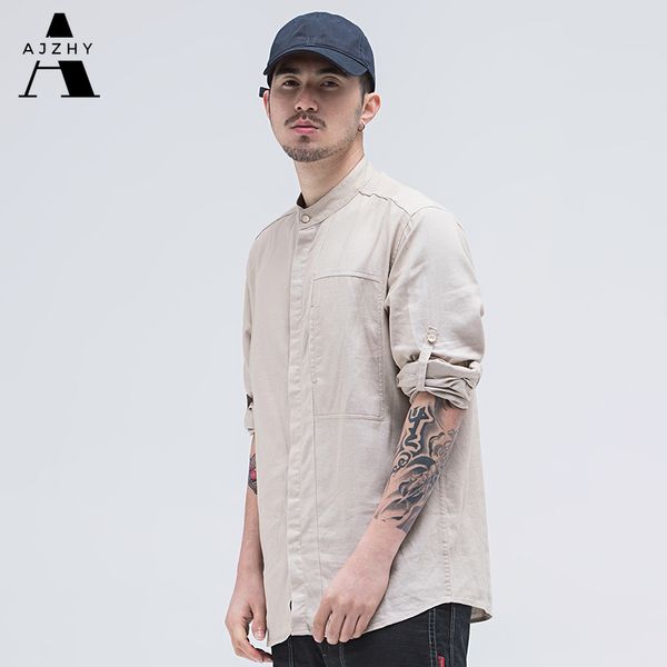

linen long sleeve shirt mens chinese style summer vintage fashion shirts for men three quarter autumn spring cotton casual shirt, White;black