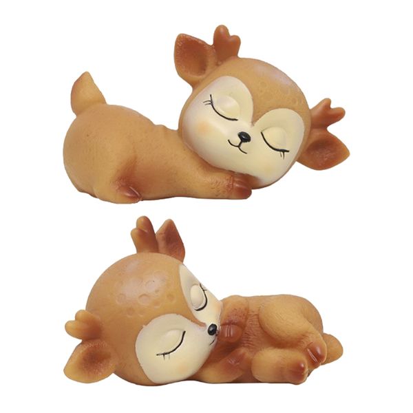 

2pcs lovely deer ornaments silicone sleeping animal figurines decoration