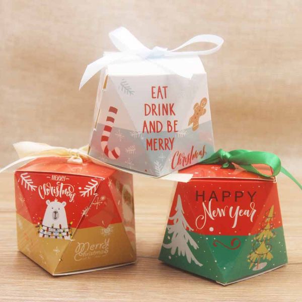 

new christmas style 5.5x5.5x6cm 20pcs/50pcs beautiful /colorful christmas wedding candy ribbon box small size for diamond paper
