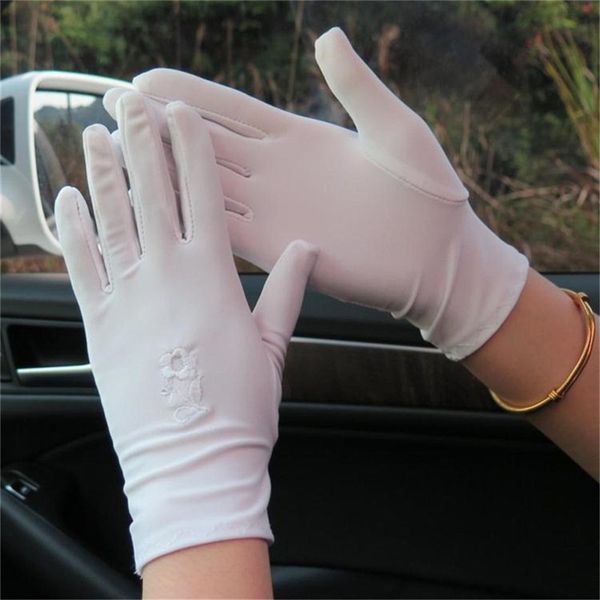 

1 pair new 2019 sunscreen short paragraph gloves women' summer/autumn driving sunscreen uv protection gloves, Blue;gray