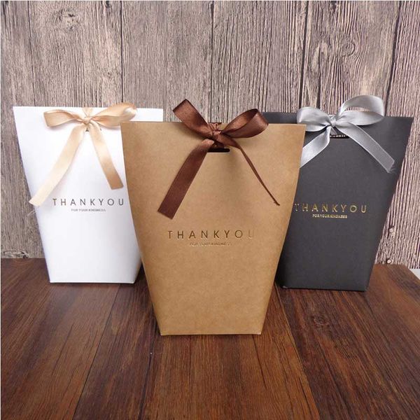 

10pcs black white merci thank you gift packaging candy kraft paper bag cookie gift bags wedding dragee box wrapping supplie