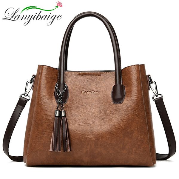 

2019 luxury women bag tassel handbag pu leather crossbody bag for women tote ladys shoulder bags sac a main
