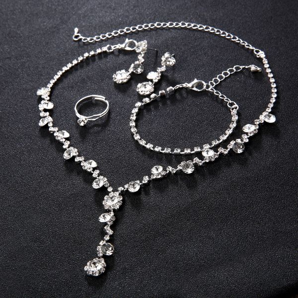

silver tone кристалл теннис серьги свадебные ювелирные изделия ожерелье невесты ожерелье set