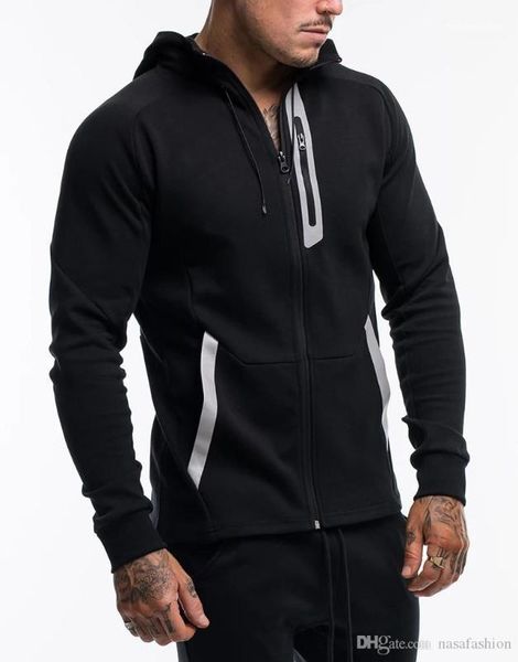

casual pullover loose men sports hooded clothing spring panelled mens zipper sweatshirts mens designer cardigan hoodies, Black