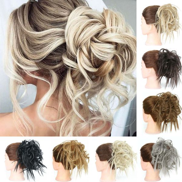 

bun scrunchie messy 100% ponytail hair extension as human hair piece blonde real