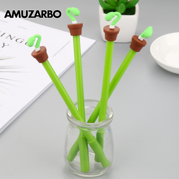 

creative black ink pen green cute bean sprouts potted gel pen school office writing signature pens childrens stationery gift