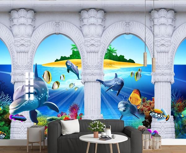 Delphin 3d tapete wand dekorationen wohnzimmer schlafzimmer sofa tv hintergrund home verbesserung hochwertig papel de parede 3D