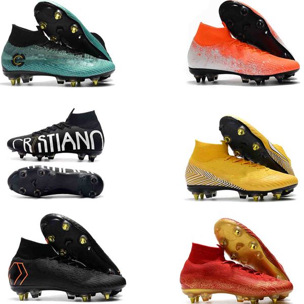 

mercurial superfly 6 elite kids soccer shoes boys girls men sneakers cr7 fg cristiano ronaldo lvl up sg ac football shoes 39-45
