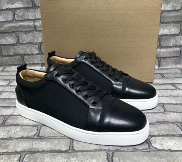 

full packet design red bottom sneaker for men women trainers seavaste orlato men's flat print genuine leather 35-46, Black