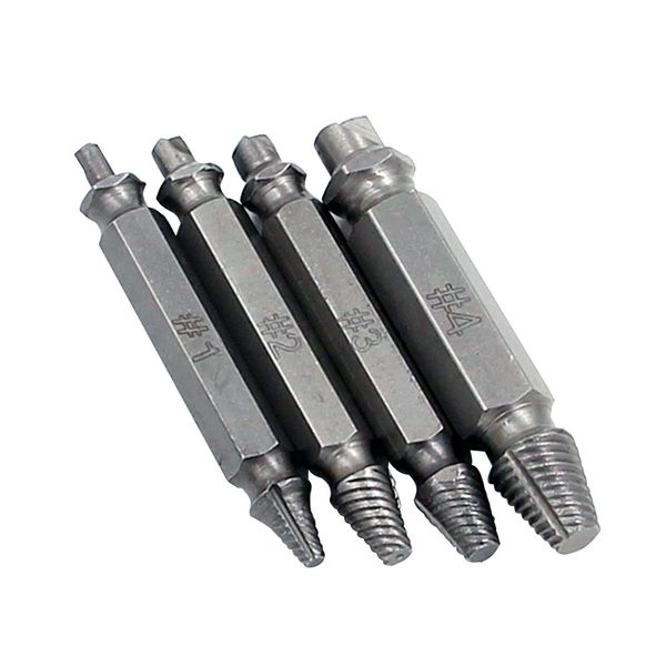

4pcs screw extractor drill bits guide set broken damaged bolt remover double ended damaged screw extractor 1# 2# 3# 4#