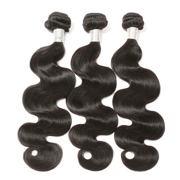 

8 бразильских волосы объемной волна волосы пучки natural color плетение связка 100% remy human hair pieces 3, Black