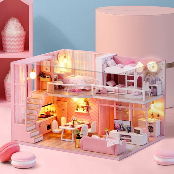 

DIY Doll House Furniture Dream Angel Miniature Dollhouse Toys for Children Sylvanian Families House Casinha De Boneca Lol House