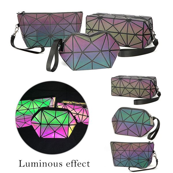 

bag cosmetics organizer shujin travel cosmetic up bags folding makeup women zipper fashion bag luminous geometric make gxapf, Red;black