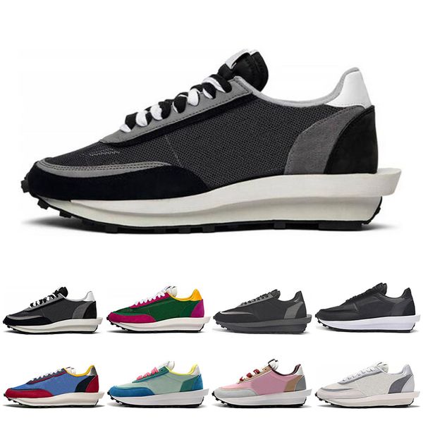 

nike sacai ldv waffle мужчины женщины кроссовки белый нейлон упоением университетский синий зеленый густо-розовый воздухопроницаемый женщины
