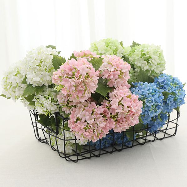 

beautiful silk artificial flowers 1 bouquet 7 head hydrangea flowers fake leaf home decoration wedding bouquet plant potted 20