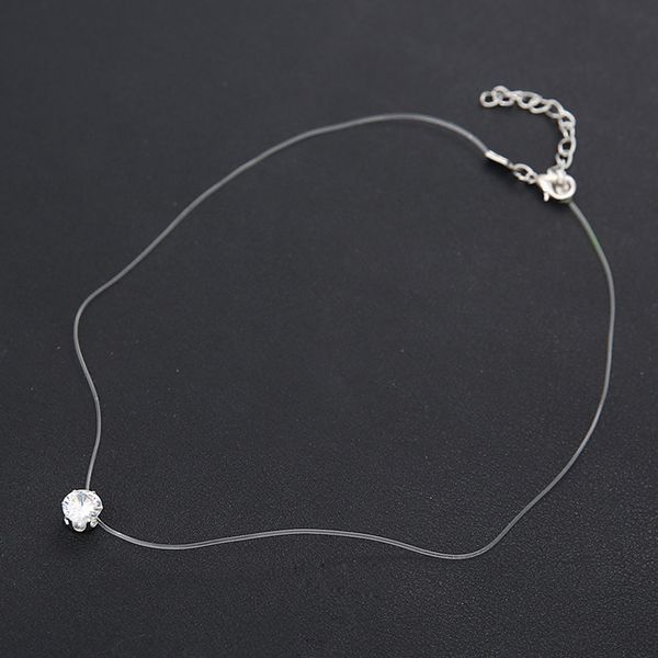 transparente de peixe colar de linha de zircão mulheres moda-invisível colar de corrente clavícula pendente para Mulheres Acessórios