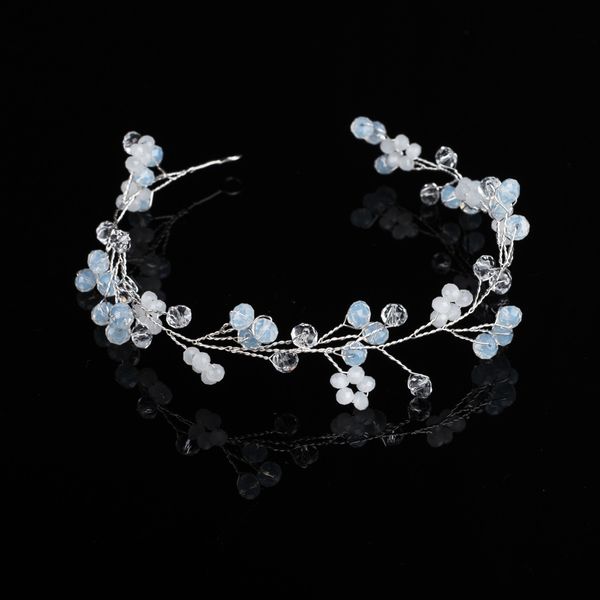 

bride wedding accessories manual crystal a string of beads pink colour soft chain of jade beads headwear hair band hair hoop, Silver