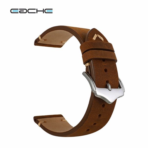 

eache 20mm 22mm crazy horse handmade genuie leather watch band straps different colors & size y19052301, Black;brown