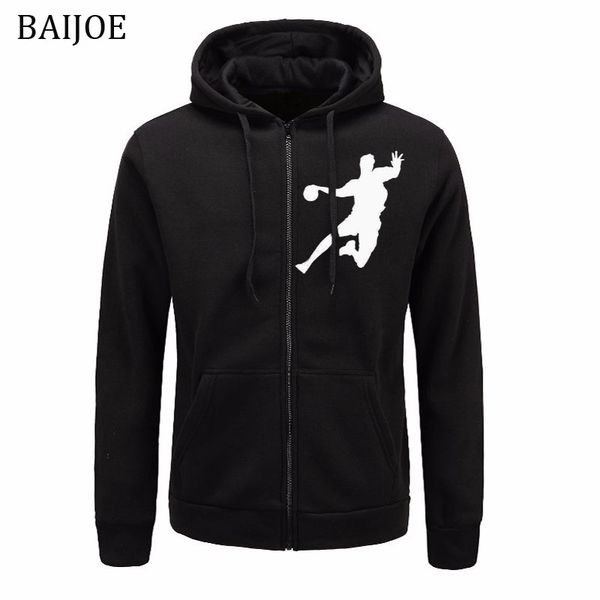 

новый 2018 толстовки мужчины толстовка с длинным рукавом смешно гандбол печати толстовка мужская повседневная одежда бренда куртка с капюшон, Black