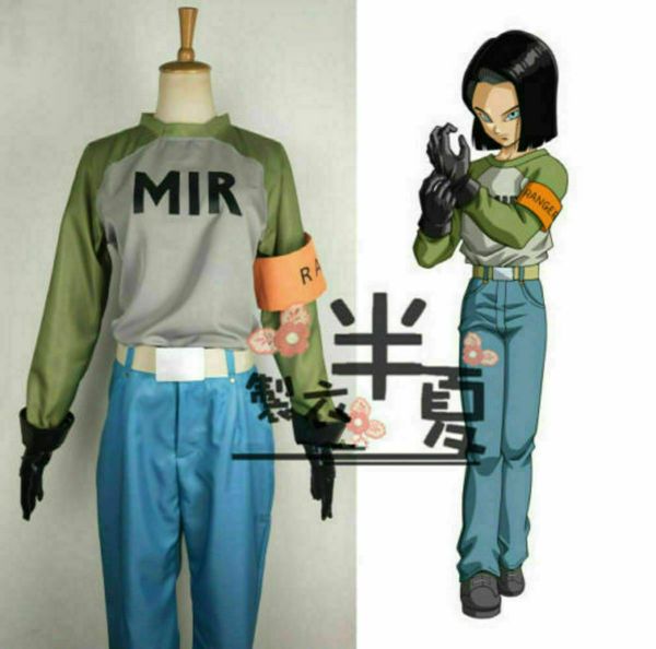 

dragon ball android 17 ranger cosplay costume uniform custom made, Black;red