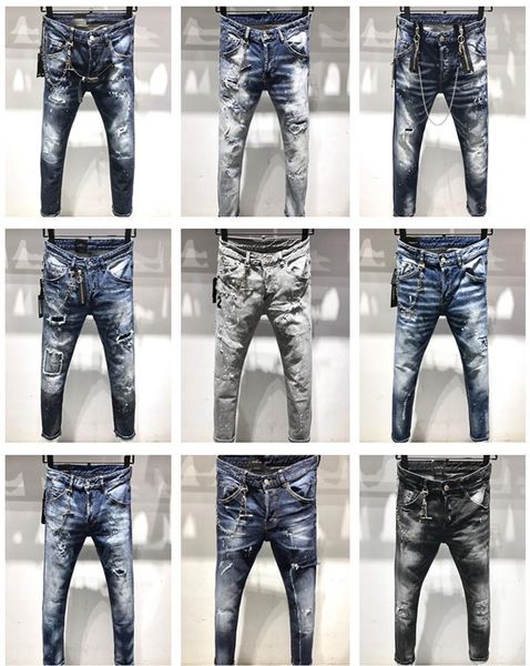 

ss20 new arrival d2 brand designer men denim cool guy jeans embroidery pants fashion holes trousers italy size 44-54, Blue
