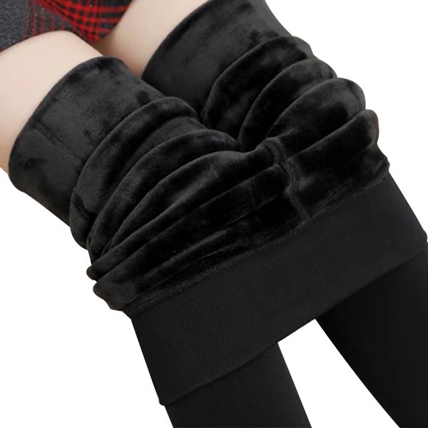 

2019 new fashion 8 colors winter leggings women's warm leggings high waist thick velvet legging solid all-match sexy, Black