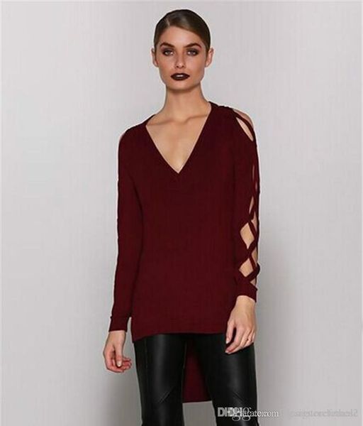 

личность группа crossing женщин tshirts дизайнер split sexy tops casual женщин сплошные цвета с длинным рукавом футболки, White