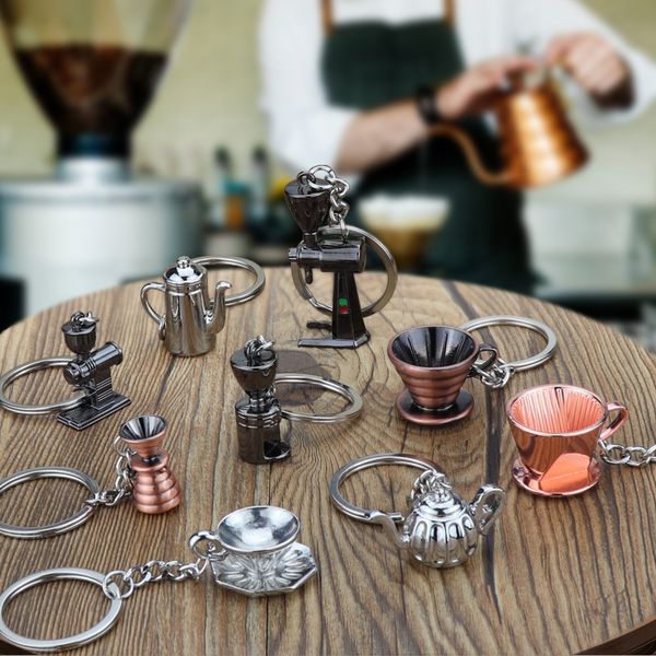 

coffee bottle coffee cup key rings machine key chain mt-0060, Silver