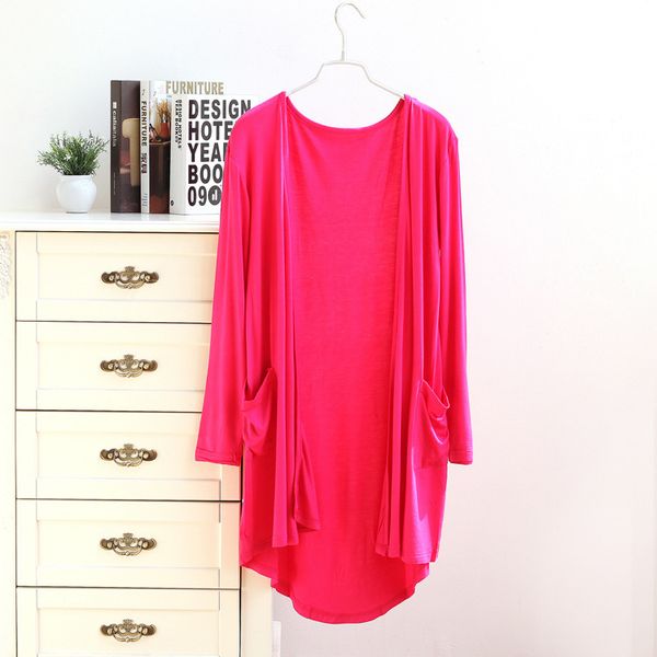 

new arrival fashion long large modal bat cardigan sunscreen jacket casual knitted t-shirt women comfortable uniform code, White