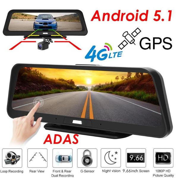 

phisung e98 9.66" streaming 4g adas dash cam android auto camera car camera with gps dvr car hd registrator