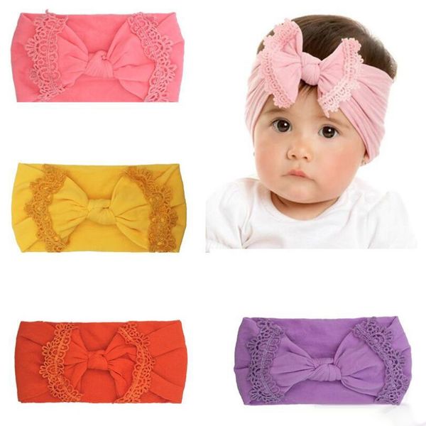 Calze di seta morbide per bambini in nylon di vendita calda Fascia per capelli con fiocco in pizzo per bambini europei e americani