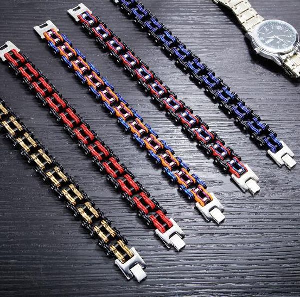 

male men motorcycle bike chain bracelets bangles 316l stainless steel, Black